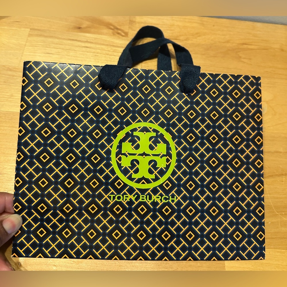 Tory Burch Geometric Black and Yellow Shopping Bag